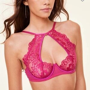 Adore Me Talulah Unlined Plunge Bra Lingerie Size 32A Pink Sexy Valentine's Day